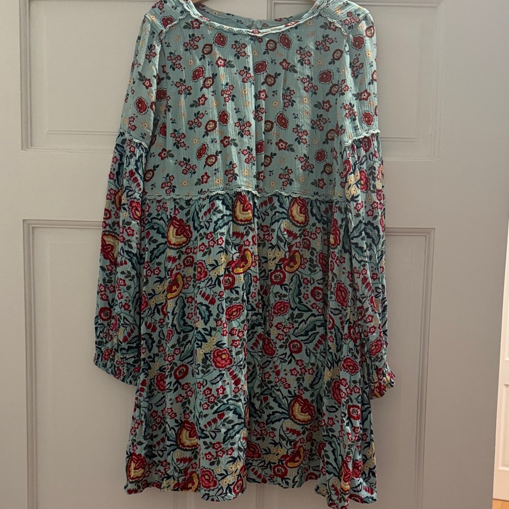 Peek Floral Kids Dress in Blue and Red